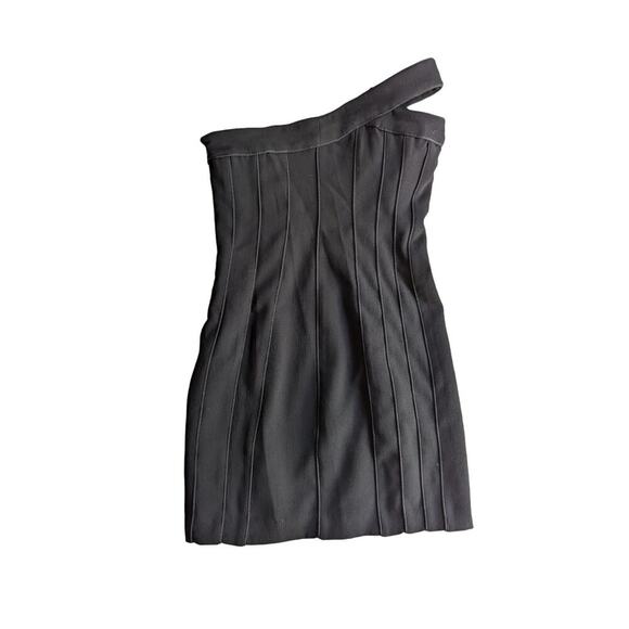 BCBGMAXAZRIA Jean Boned One Shoulder Seamed Crepe Mini Dress‎ Size 2 - Picture 1 of 8